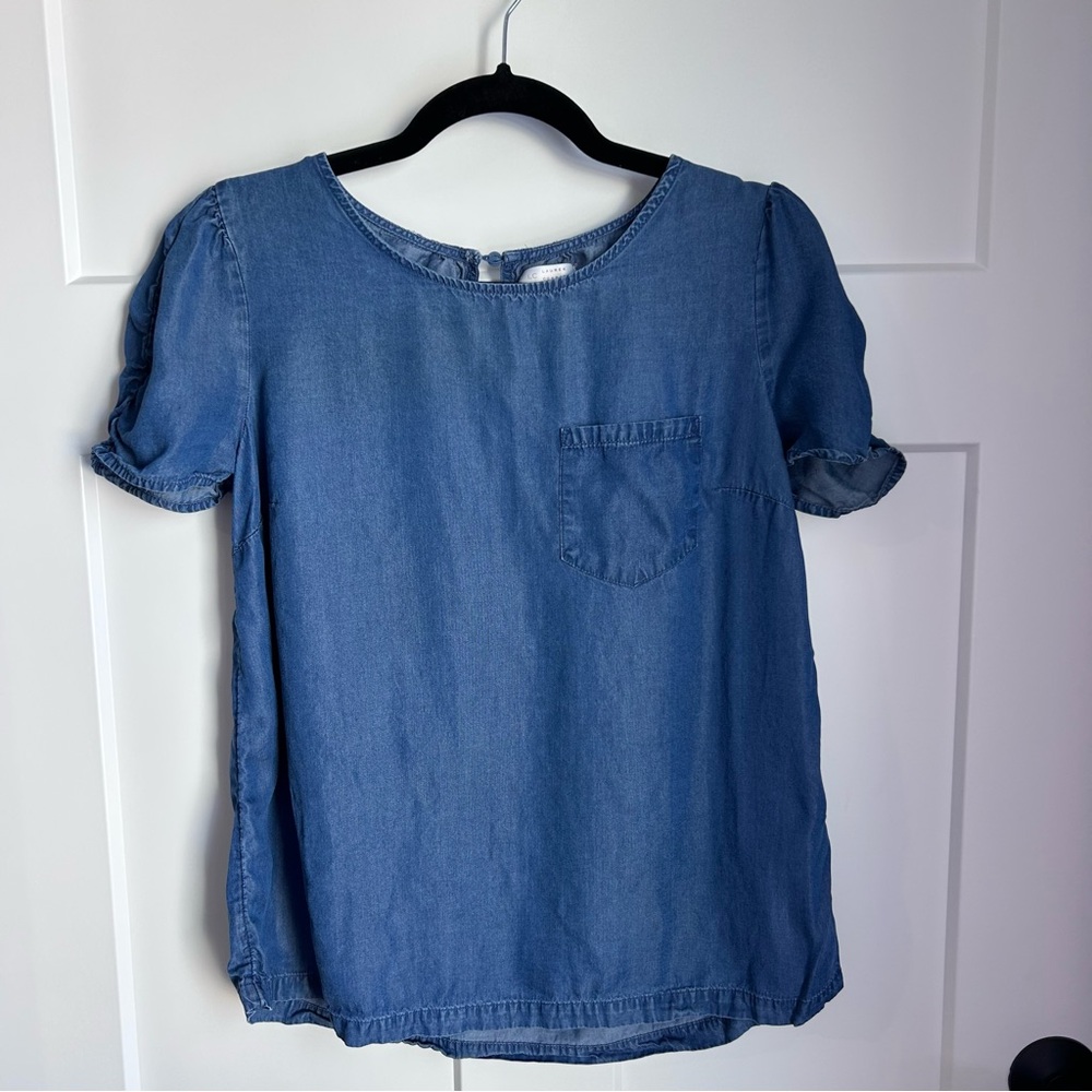 LC Lauren Conrad Women’s Indigo Short Sleeve Blouse Size Small